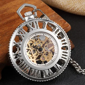Prabangus Aukso Tuščiaviduriai Romos Dial Mechaniniai Laikrodžiai Steampunk Auksinis Derlius Vertus Vėjo Mechaninė Žiūrėti FOB Grandinės Vyrai Moterų Laikrodis