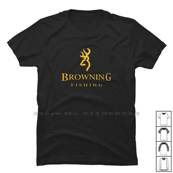 Browning Žvejybos Marškinėliai 100% Medvilnė, Žvejyba, Muzika Filmas, Ruda Tage Žuvų Antakių Eilės Savo Bro Amžiaus Ny