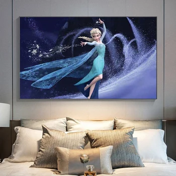 Modernus Klasikinis Disney Animacija Užšaldyti Elsa Anna Princesė Drobė, Tapyba, Plakatas ir Spausdinimo Sienos Meno Nuotrauką, Vaikų Kambarys Cuadro