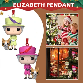 Q Versija Karalienė Elizabeth II Corgi Atminimo Pakabukas Kabo Kalėdų Eglutės Ornamentu Dekoravimui Kawaii Veiksmų Skaičiai Lėlės Dovanos