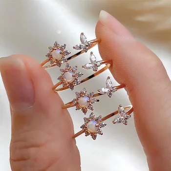 Geriausia pardavimo papuošalai kilnų temperamentą žiedas paprastos ir mielos drugelis atidarymo moterų žiedas vestuvių dovana