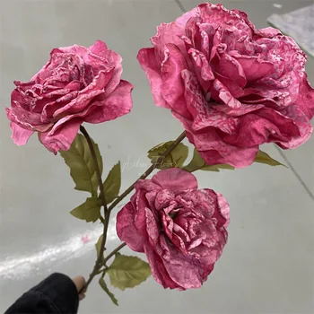 Modeliavimo Snaigės Rose Hibiscus Rožių Puokštė Dirbtinis, Netikras Gėlių Namų Gyvenamojo Kambario, Valgomojo Stalas, Vestuvių Dekoravimas Bijūnas