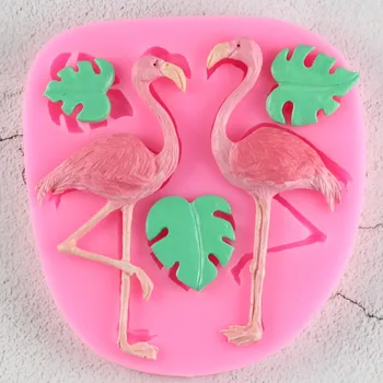 Flamingo Atogrąžų Lapai Paukščių silikono Formos Vėžlys Lapų Minkštas Pelėsių Tortas Dekoravimo Priemonės, Želė Saldainiai, Šokoladas Gumpaste Pelėsis