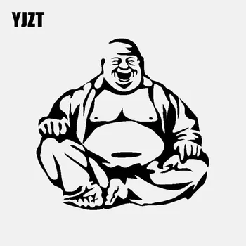 YJZT 17CM*16.8 CM Animacinių filmų Vinilo Decal Automobilių Lipdukas Laughing Buddha Budizmas Juoda/Sidabrinė C3-1523