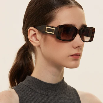 Naujas Mados Stačiakampio Vintage Akiniai nuo saulės Moterims Prekės ženklo Dizaineris Retro Vyrų Atspalvių Saulės Akiniai Moterų UV400 Mažas Eyewears Juoda