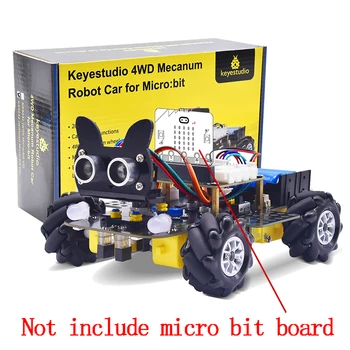 Keyestudio Mikro:Tiek V2 4WD Mecanum Varantys Robotas Automobilių Rinkinys Microbit KAMIENINIŲ Žaislai Makecode &Python Programavimo(NR. Microbit V2 )