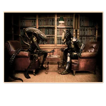 Predator VS Alien Žaisti Šachmatais Kūrybos Sienos Meno Filmo Plakatas ir Spausdina Derliaus Kraft Popieriaus Dažymas Sienų Lipdukai Namų Dekoro
