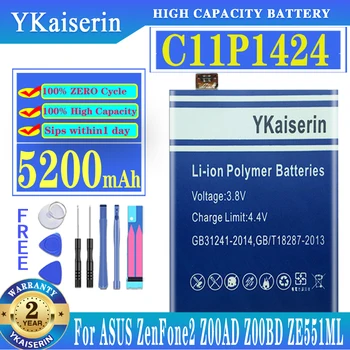 YKaiserin C11P1424 5200mAh Telefono Baterija Asus ZenFone 2 ZenFone2 Z00AD Z00BD ZE551ML ZE550ML Baterija