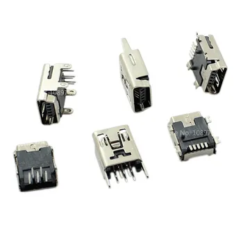 10vnt Mini USB B Tipo 5-Pin Female Lizdas Vertikalią / Horizontalią CINKAVIMAS Jungtis Uodega Įkrovimas