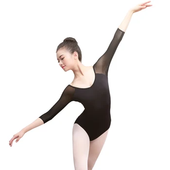 Suaugusiųjų Gimnastika Leotard Juoda Akių Baleto Triko Moterims Baleto Šokius ilgomis Rankovėmis Justaucorps Šokių Bodysuit