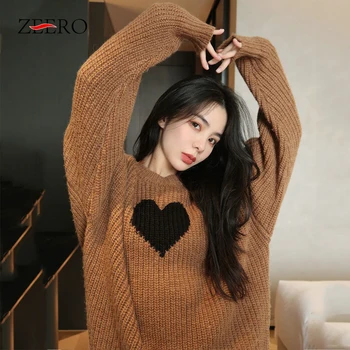 Korėjos Prarasti Derliaus Megztiniai Moterims Harajuku Atsitiktinis Negabaritinių Knittwear Megztinis Džemperis Rudens Žiemos Megztų Megztinių Viršūnės