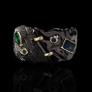 Naujas Perdėti Asmenybės Papuošalai Moterų 925 Sterlingas Sidabro Smaragdas Brangakmenio Vestuvių Žiedai 
