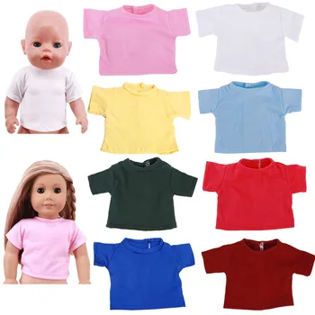 Lėlės Mielas Vientisų Spalvų Medvilnės Trumpi marškinėliai Tinka 18 Colių Amerikietis Merginą&43Cm Baby Naujas Gimęs Lėlės Zaps Kartos Mergaitė 