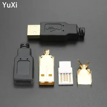 YuXi 4PCS Type A Male USB 4Pin Kištukinis Sujungiklis 