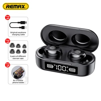Remax TWS-41 Dinamiškas Mini HIFI Triukšmą Ausinės Stereo Muzikos Headests LED Ekranas, Bluetooth, Belaidės Ausinės, Mikrofonas
