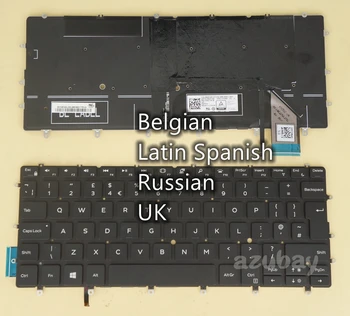 Belgijos lotynų ispanų rusų UK Klaviatūra DELL XPS 9370 9380 XPS 13 7390 03PMXP 0RD0CJ 06DKJ8 Apšvietimu Juoda