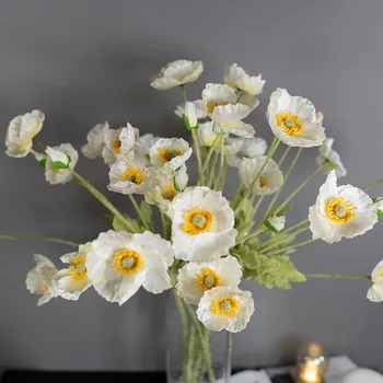 5vnt dirbtinių gėlių puokštės baltos spalvos dirbtiniai kukurūzai aguonų gėlės, puokštės&Papaver rhoeas&Coquelicot bunche