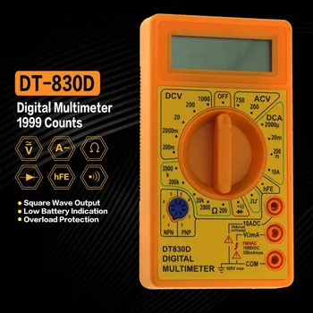 DT-830D Mini Pocket Skaitmeninis Multimetras 1999 Skaičiuoja AC/DC Volt Amp Ohm Diodų hFE Tęstinumą Testeris Ammeter Voltmeter Ohmmeter