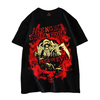 Atkeršyta septynis kartus Marškinėliai kaina blogio Aukštos Kokybės Medvilnės Punk T-Shirt Vyrai Juoda Marškinėlius Viršūnės T Shirts, negabaritinių marškinėliai